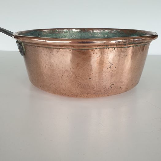 French large copper saucepan antique kitchenalia