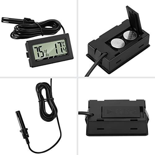 FREE EXPRESS SHIPPING Digital Thermometer Hygrometer with Probe Thermometers Temperature Humidity Gauge Meter for Reptile Incubator Poultry Office Living Room 3PCS