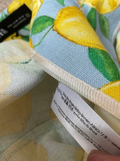 Zara blue & lemon high waisted mediums cotton linen mix