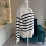 Zara Ladies Beige and Navy Striped Cardigan Image 6