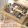 Dressing Table with Lighted Mirror, 110 cm Fluted Vanity Desk with Glass Top, Modern Makeup Desk with 5 Drawers and Shelves for Bedroom-US-style plug Image 6