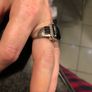 silver ring with black spinel stones Image 2