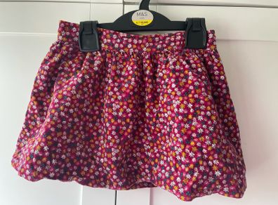 Ditsy pattern pink purple green white yellow corduroy skirt