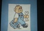 Handmade X-stitch Greeting Card:- Plumber Bear