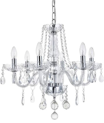 Crystal Chandelier, Clear K9 Crystal Glass Ceiling Light with 6 Arms, Elegant Modern Pendant Lights for Dining Room, Living Room, Hallway, Stairway, Bar Size: D60cm H60cm Chain 60cm (FREE POSTAGE)
