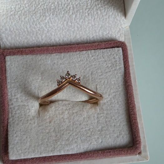 Pandora Tiara wishbone cubic zirconia rose gold plated size 54 perfect condition (no box)