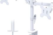 Dual Monitor Arm Desk Mount, Adjustable for 13/27 Inch  Screens, VESA 75x75/100x100, Full Motion Tilt, 360 Rotation, Height Adjustable, Max 10kg per Arm, Easy Install, White