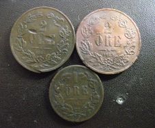 3 Old Swedish Coins (1863-1867)
