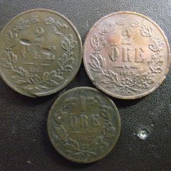 3 Old Swedish Coins (1863-1867)