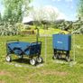 90L Folding Garden Trolley Cart Pull Along Wagon with Telescopic Handle for Beach Camping Festival - Navy Blue Image 3