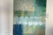 Green large abstract painting