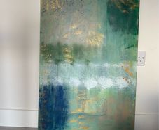 Green large abstract painting