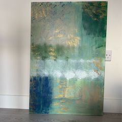 Green large abstract painting