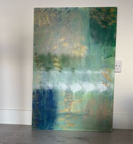 Green large abstract painting