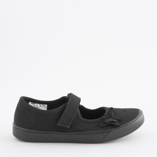 Next Butterfly Embroidered Black Plimsolls Shoes, Junior Size UK 12.5, EUR 31, Standard Fit