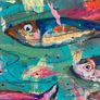 Framed Original Abstract Painting of Fish Original Gift Image 7