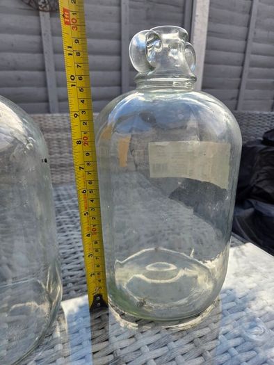 Pair of Vintage Glass Demijohns / Storage Jugs (300mm x 160mm)