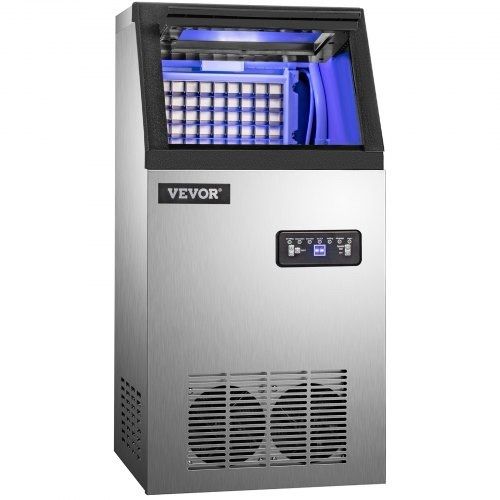 NEW SALE | Commercial Ice Maker, 132 LBS/24H, Stainless Steel Ice Cube Maker Machine w/ 22 LBS Storage, 410W Ice Making Machine w/ LED Control Panel Water Filter Pipes Ice Scoop for Bars Restaurants, 220V
