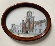This piece is a signed print or reproduction featuring University College Galway (now known as the University of Galway).