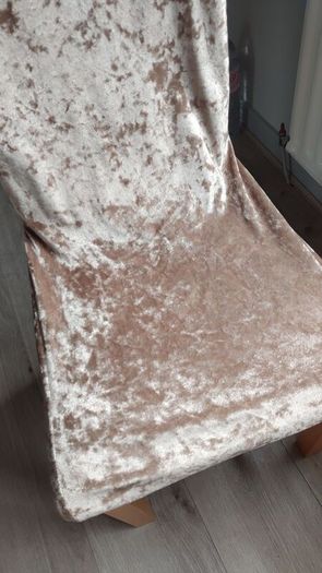 Grey or champagne velvet look chair covers 14 euro each