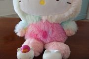 hello kitty rainbow plush soft toy teddy with 2 hello kitty figures