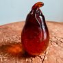 Large Vintage Amber Art Glass Pear Paperweight Hand Blown Bubble Glass Autumn Decor Image 5