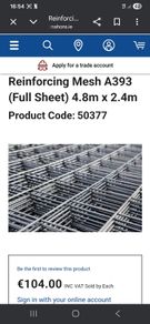 Reinforcing Mesh A393 (Full Sheet) 4.8m x 2.4m