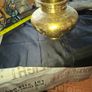Antique Brass Lota Holy Water Pot, features intricate hand-etched foliage engravings, Postage Available or Collection Image 2