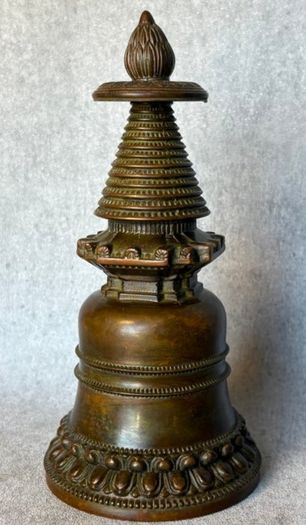 Buddhist Stupa - Bronze, Signed