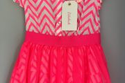 Billieblush girls neon pink &amp; white dress Age 3 BNWT