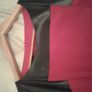 Red Peplum Dress with Black Pleather Inset. Image 2