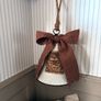 New bespoke vintage French script XXL bell with oversized houndstooth ribbon bow Image 7