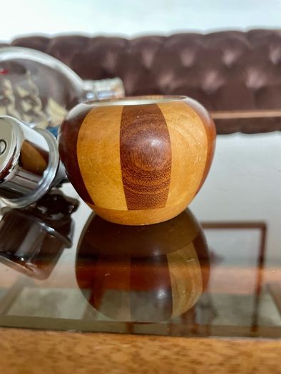 Ronson Carousel Vintage Table Lighter Mid Century Modern Wood Chrome England 1950s to 60s