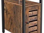_Side table, side cabinet with shelf and adjustable shelf level, living room, bedroom, study, office, 30 x 50 x 60 cm, metal, industrial design, vintage, dark brown