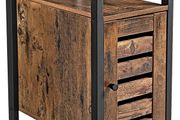 _Side table, side cabinet with shelf and adjustable shelf level, living room, bedroom, study, office, 30 x 50 x 60 cm, metal, industrial design, vintage, dark brown