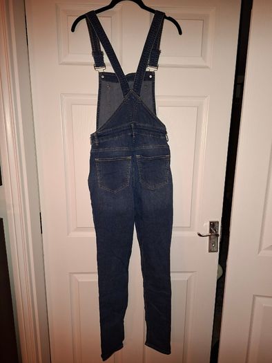H&M long stretch, skinny fit dungarees for women, size 8