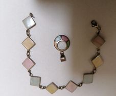 Bracelet 925 Enamelled Bracelet and Pendant
