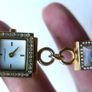 Pieces gold tone bracelet watch with crystal detail Image 4
