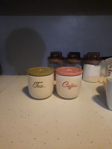 cute button ceramic tea and coffee canisters from next