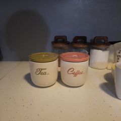 cute button ceramic tea and coffee canisters from next
