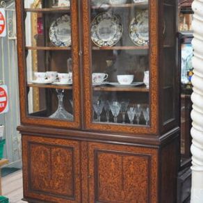 19th-Century French Marquetry Display Cabinet