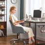 _Office Swivel Chair with Velvet Cover, Foam Padding, Height Adjustable, for Study, Bar, Light Gray Image 2