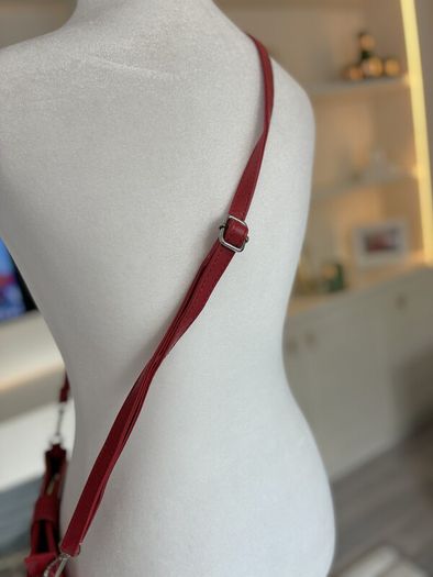 Ladies Red Buckle Style Crossbody Bag