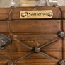Antique  a wooden money  chest , having brass escutcheon and black metal hinges. 20cm x10 Image 2