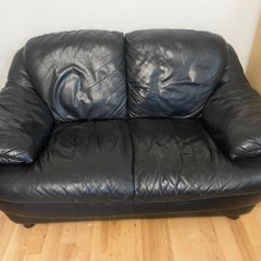 Free Black Leather 2 Seater Sofa