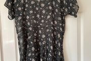 Mary Grant - Black Rose Print Top - Size 12