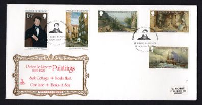 1980 Guernsey Peter Le Lievre Paintings Commemorative Stamps Addressed First Day Cover (FDC)