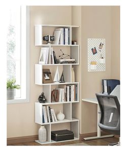 Bookshelf, 6-Tier Bookcase, 24 x 70 x 191.6 cm, Room Divider, Cube Display Shelf, Freestanding Storage Shelf, Modern Style, for Living room, Bedroom, Office, Matte White