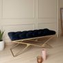 Luxury Eco Leather  Bench with Gold Frame  Handmade, 100x40x50 cm Image 3