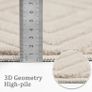 Washable Rugs Living Room 160x230cm Non-Slip Large Fluffy Geometric Rug High Low Effect Modern Design Carpet High Pile Bedside Area Rug for Bedroom Dining Room Office Lounge Decor,Beige Image 2